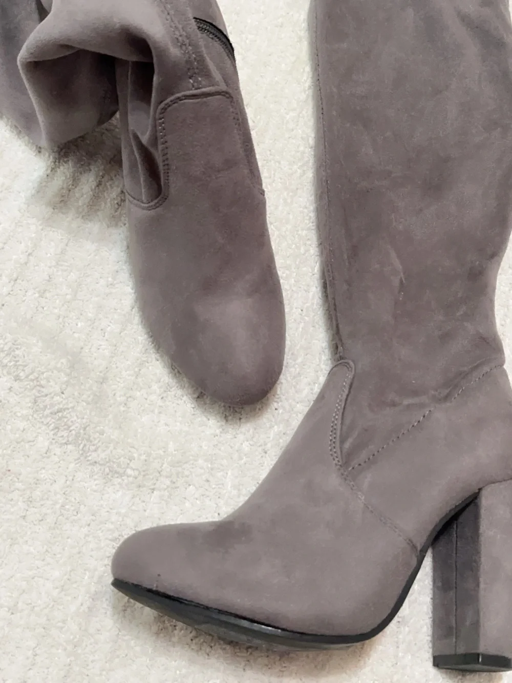 NO DOUBT Over-the-Knee Suede Boots in Gray — Elegant Women’s Knee-High Boot